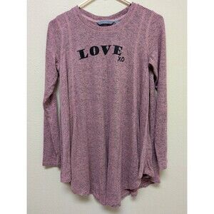 AnyBody LOVE XO Graphic Tunic Womens XXS Brushed Hacci Swing Hem A292756